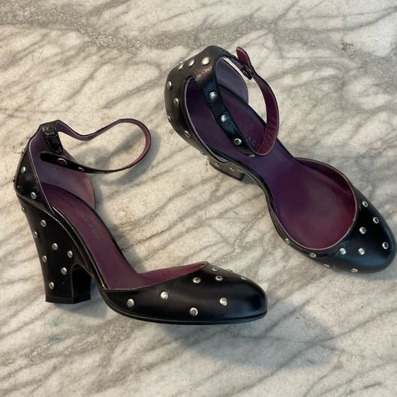 Marc Jacobs Shoes - Marc Jacobs studded leather high heel wedge style ankle strap pumps size 7.5